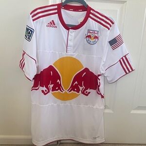 Adidas White and Red Soccer Jersey
